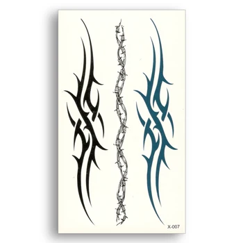 

Water Transfer fake tattoo Blue Black Tribal Geometric Pattern Waterproof Temporary Sticker Men Body Art tattoos stickers