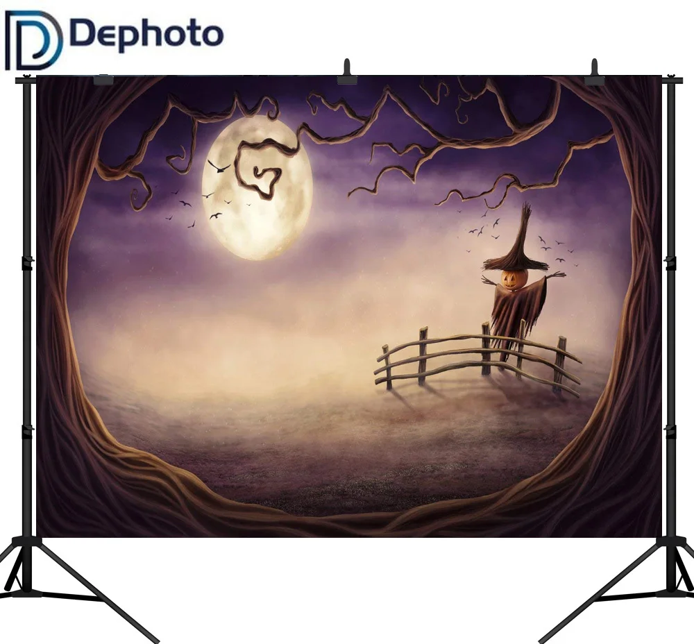 Dephoto Хэллоуин тема бесшовные виниловые фоны для фотосъемки Тыква чучело фон