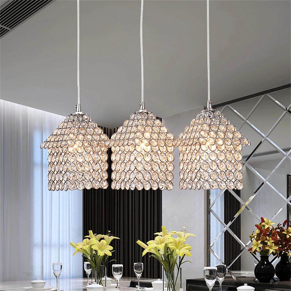 Mamei Бесплатная доставка 3 огни столовая Современная подвеска Кристалл лампы с дом