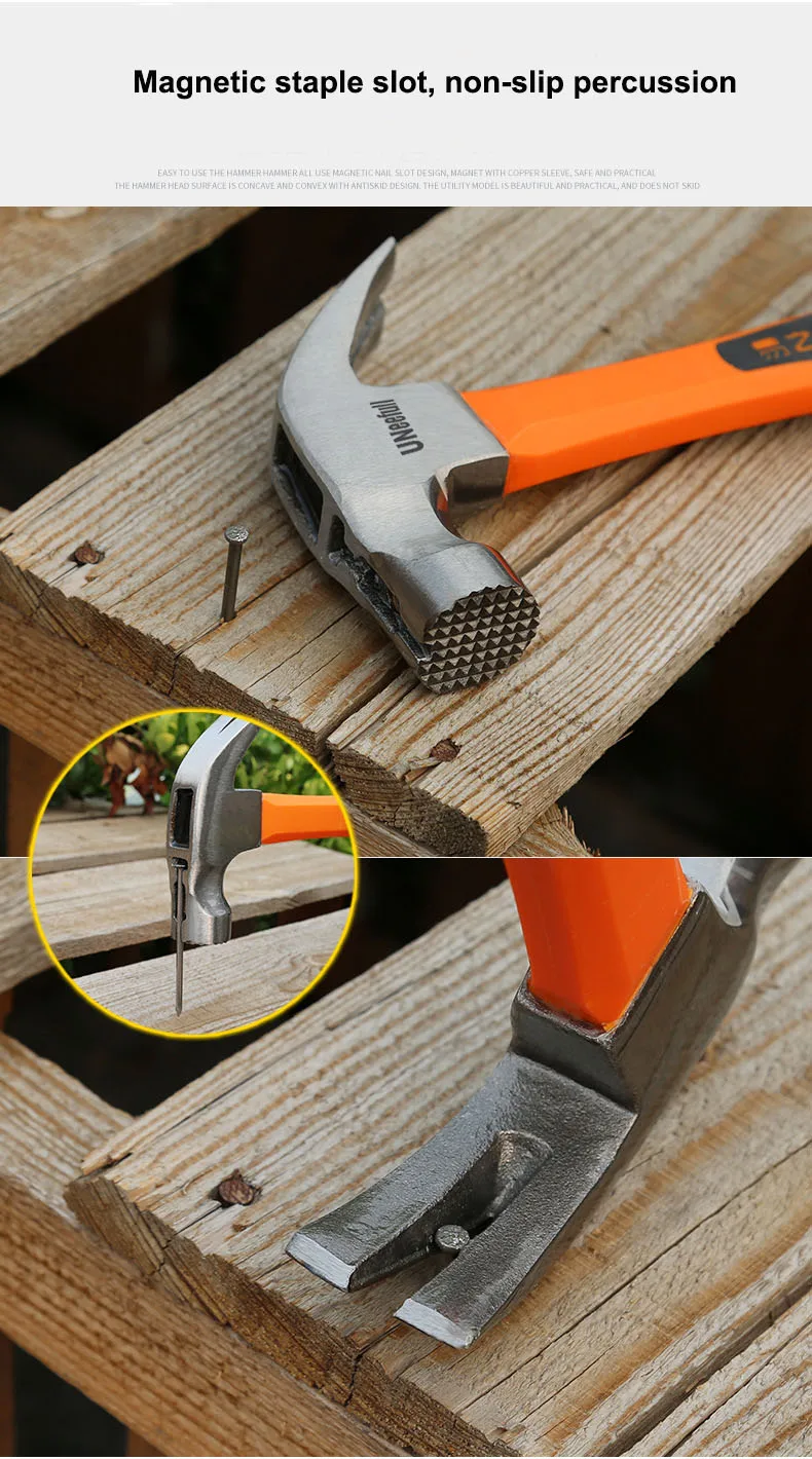 Multi-functional Round Head Rubber Handle Hammer Magnetic claw hammer For woodworking Electronic Household Hand Repair Tool