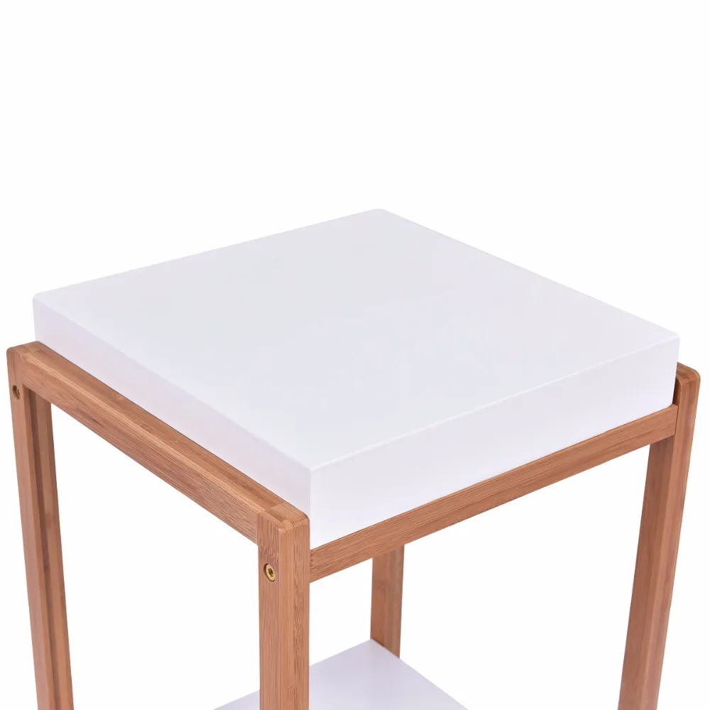 Goplus Side End Table Accent Coffee Table Bamboo Wood Storage Night Stand Modern Home Display Shelf White Nightstand HW55477 Goplus Side End Table Accent Coffee Table Bamboo Wood Storage Night Stand Modern Home Display Shelf White Nightstand HW55477