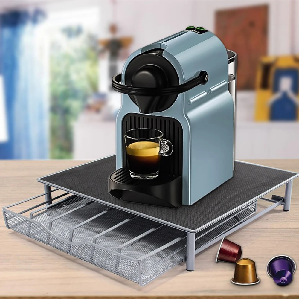  Coffee Machine Base Pod Holder Storage Drawer Coffee Nespresso Capsules Drawers Organizer Stand Rac