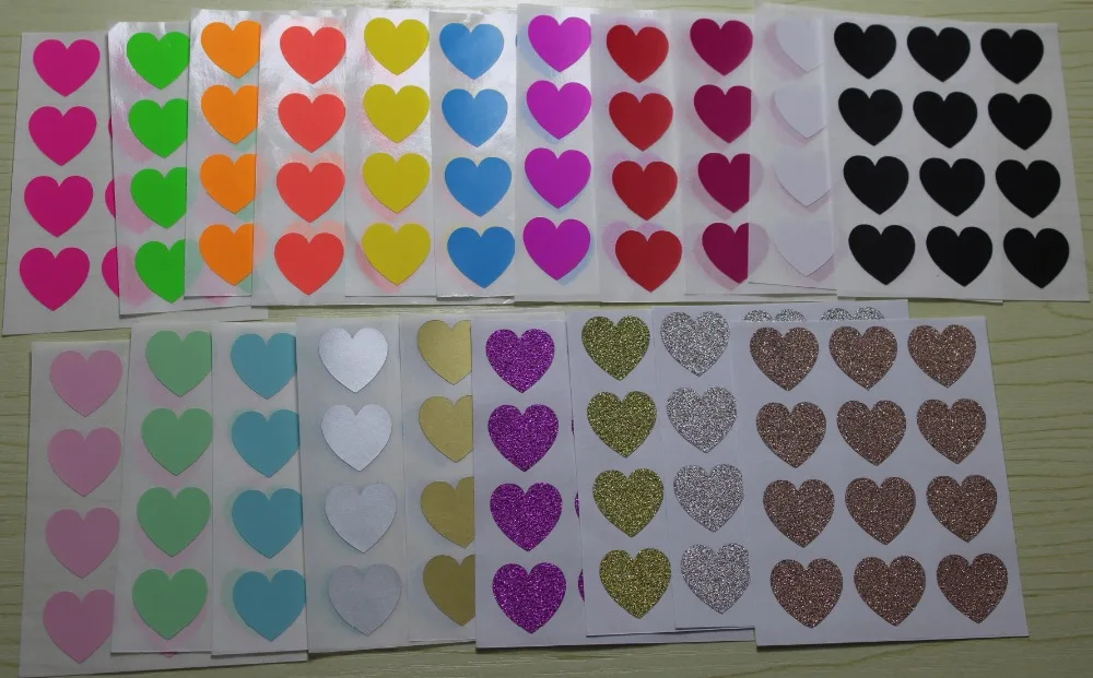 20 colors mixed mini heart sticker4