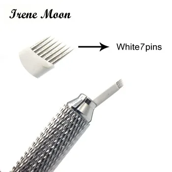 50PCS 3d Semi Permanent Eyebrow Embroidery Tattoo Pins/Needles For Line Eyebrow 7 Pin Microblading Tool Professional Disposable
