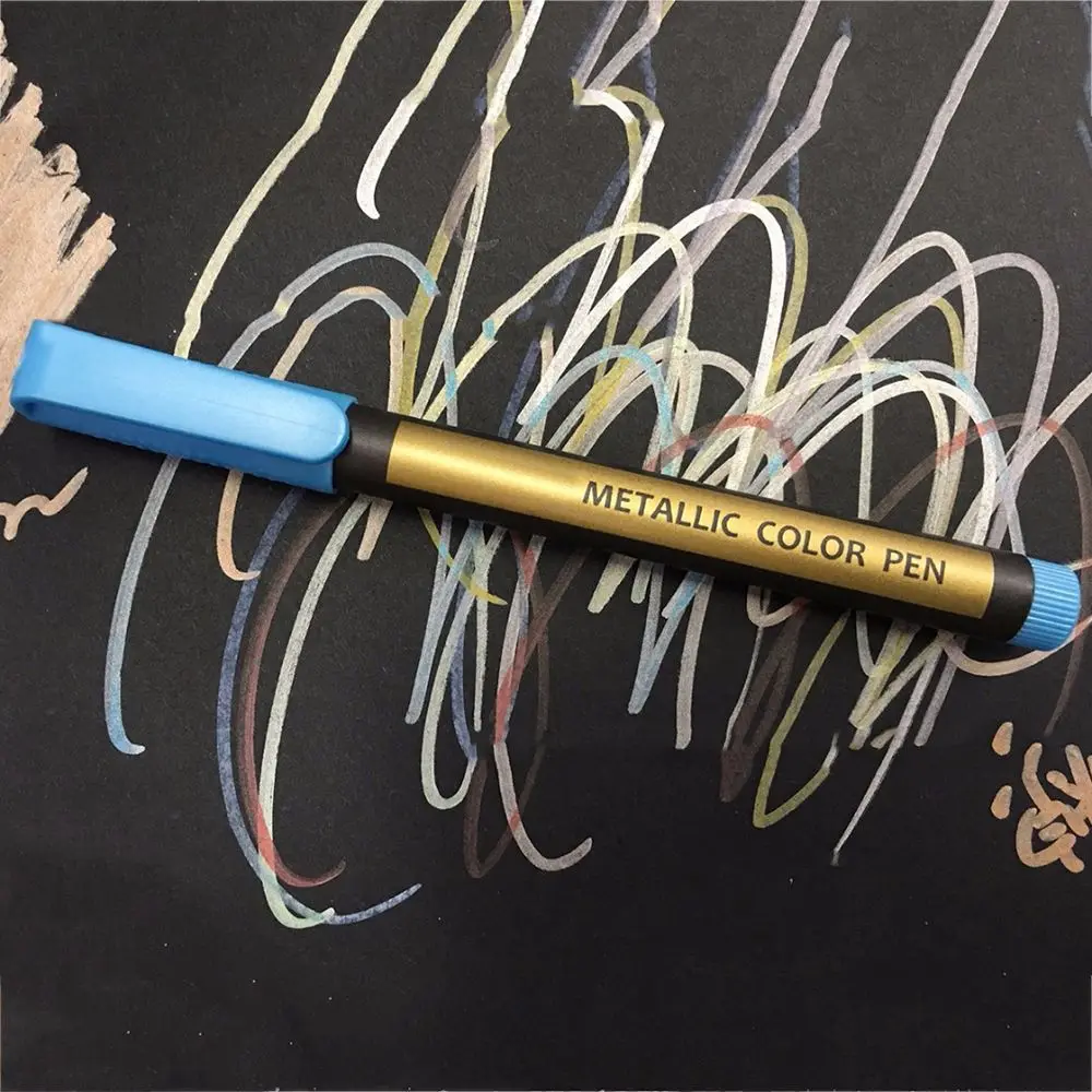 1 шт. 2 мм Цветные Металлические перманентные маркер-краски подарок на день рождения карты серебро золото белый маркер - Цвет: blue