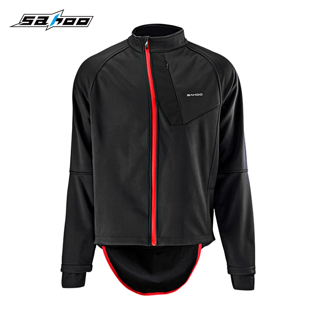 

SAHOO Cycling Jacket Windproof Windproof Full Zippered Polyester Fabric Bicycle Clothing Soft Shell Coat MTB Bike
