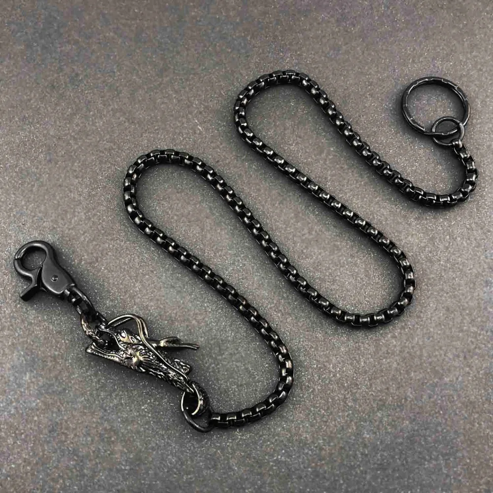 

Black Stainless Steel Wallet Chain Dragon Head Biker Purse Pants Chain