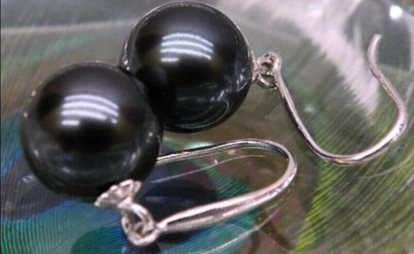

ry00881 charming pair OF9-10mm south seablack pearl earring