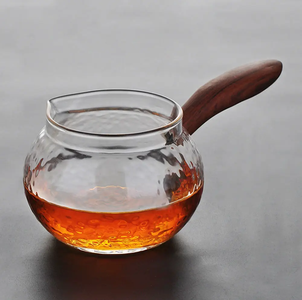 Rosewood Side handle Glass Cha Hai Gongfu Tea Serving