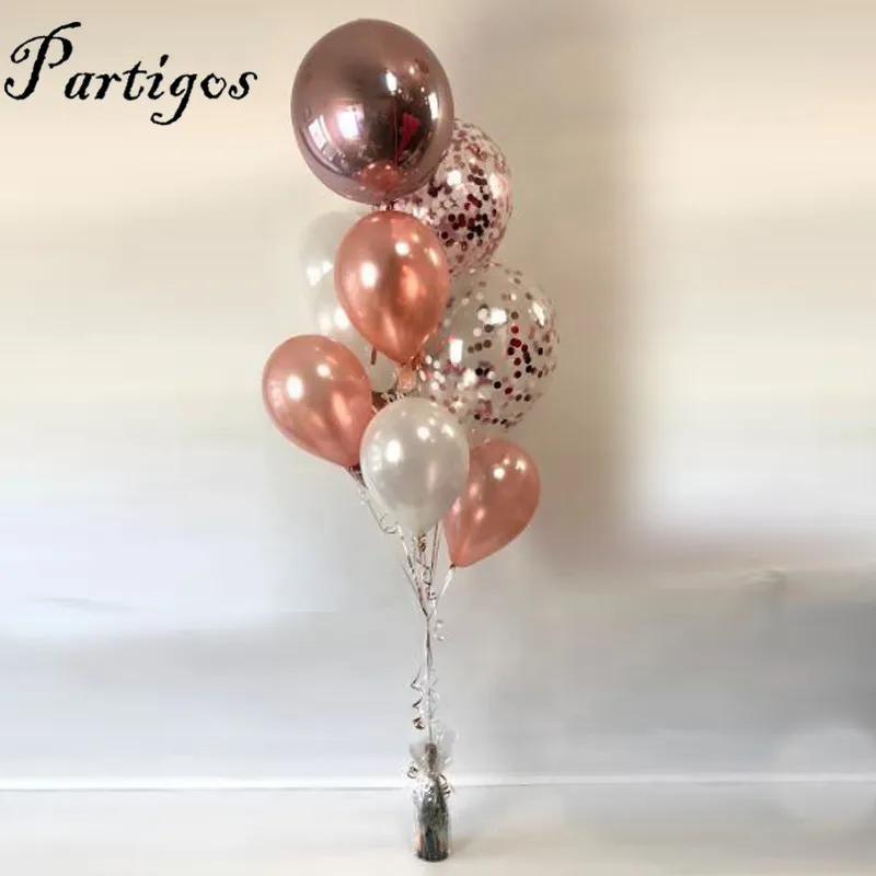 

15pcs Champagne gold Rose Gold gold Latex Balloons 4D foil balloon Wedding Birthday Party Decor Helium Inflatable gift Supplies