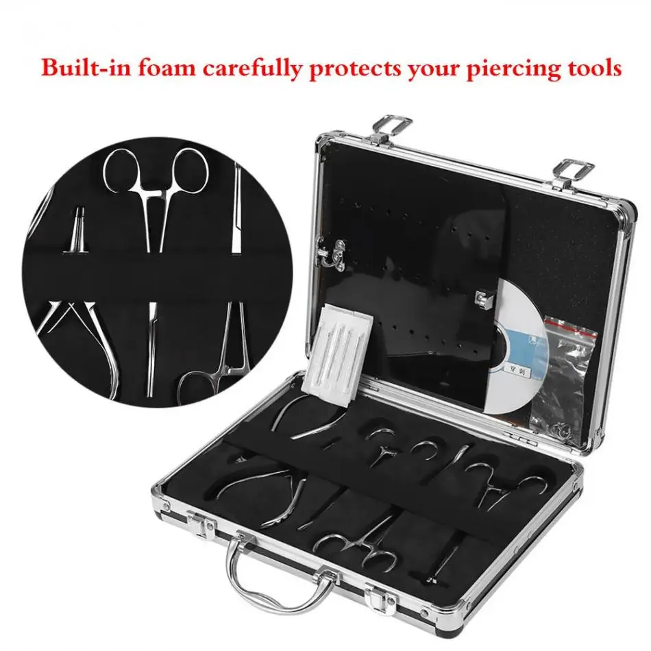

Professional Tattoo Body Piercing Gun Kit Tool Tattoo Needles for Navel Ear Tongue Tattoo Gun Body Art Equipment with VCD