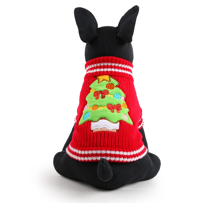 Вязаный свитер для собаки с рождественской елкой на Рождество, Год, зимняя мягкая моющаяся Одежда для собак для маленьких и больших собак