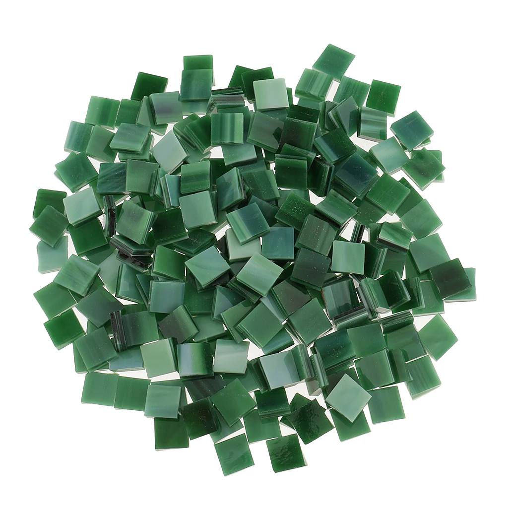 500 Piece Square Glass Mosaic Tiles Vitreous for Mosaic Making Art Craft 10x10mm Green Red Yellow