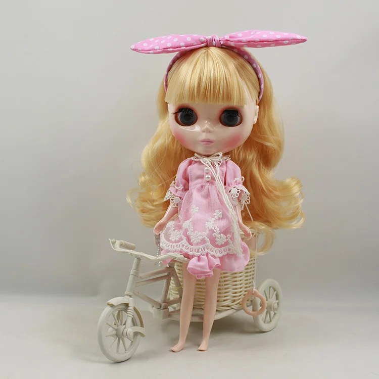 

DayTakar Blyth cloth doll gold double modified bangs long hair for baby girl gifts