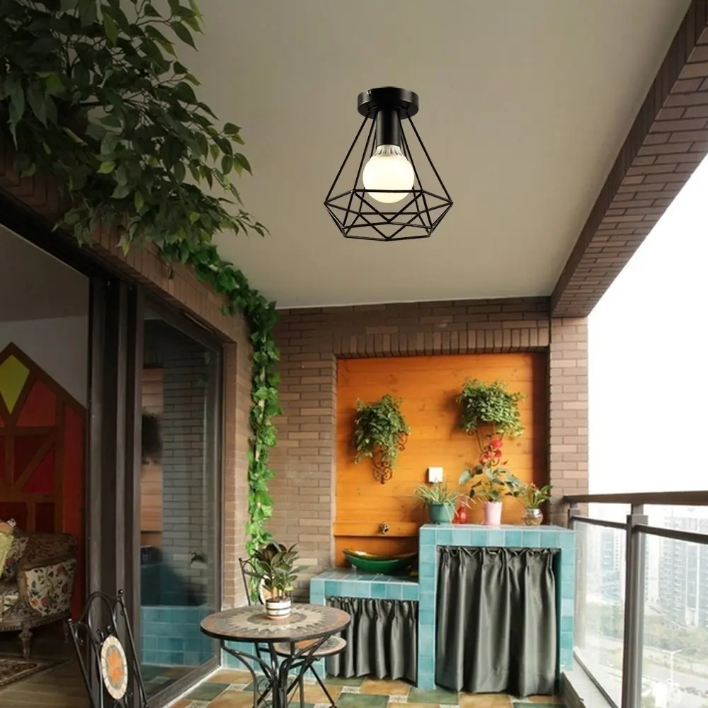  Vintage Industrial Rustic Flush Mount Ceiling Light Metal Lamp Fixture American-style village Style - 32901224746