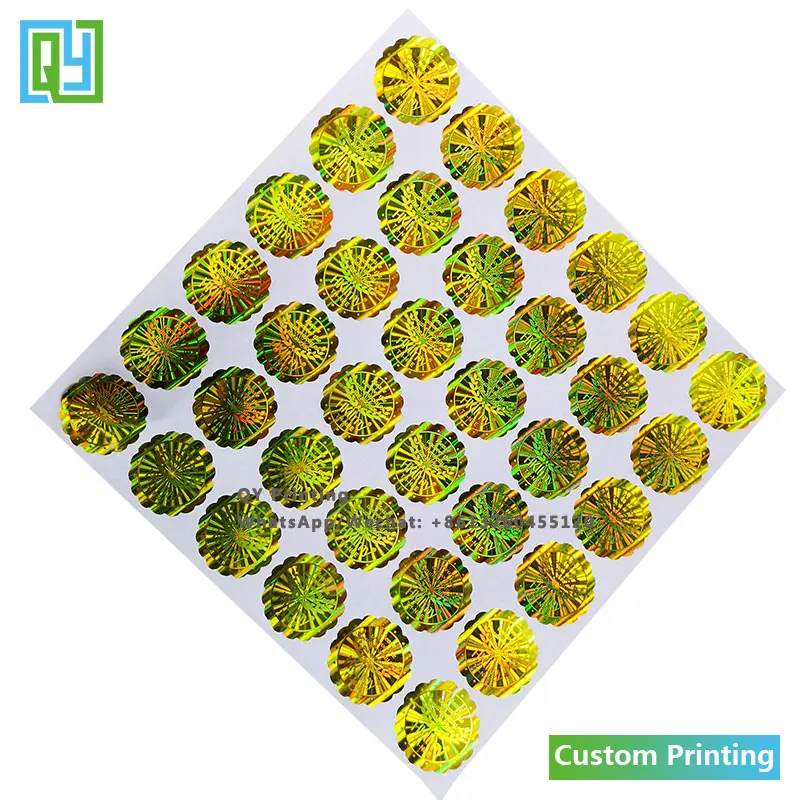 10000pcs 25x25mm 무료 배송 사용자 정의 인쇄 3D 황금 호 일 홀로그램 스티커 사용자 지정 숨겨진 된 텍스트 QR 코드 보안 인감 레이블