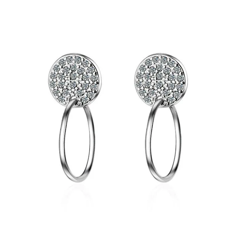 

Simple 925 Silver Round circle Zirconia Stud Earring for Women Fashion Charm Earring Bijoux Jewelry Easy to Match ED400