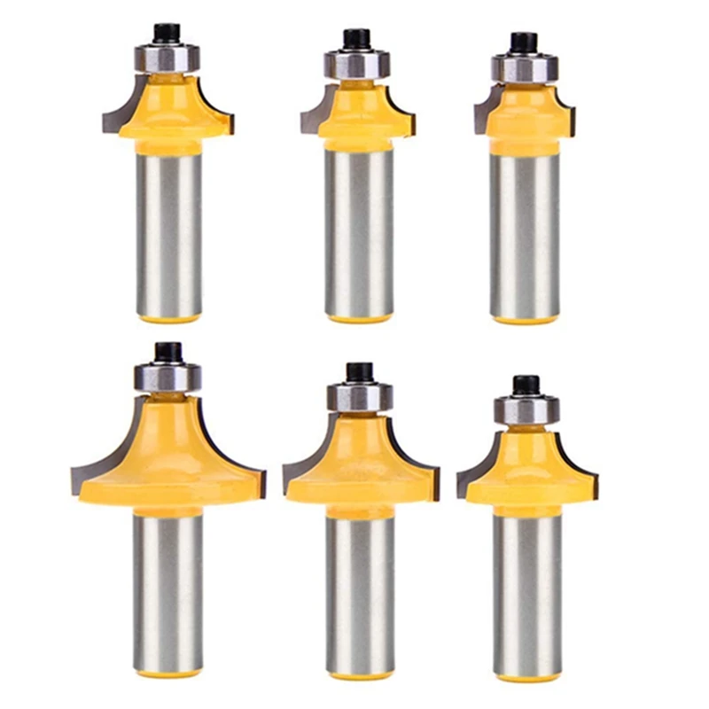 

Pack Of 6 1/2-Inch Shank Round Over Router Bit 1/2 Inch 1/8 Inch 1/4 Inch 5/16 Inch 3/8 Inch 7/16 Inch Roundover Edge-Forming