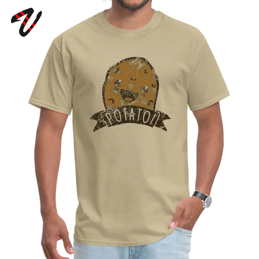 POTATO comfortable T-shirts for Men All Cotton Thanksgiving Day Tops Shirt Print Tee-Shirts Short Sleeve 2019 Discount O-Neck POTATO 557 beige
