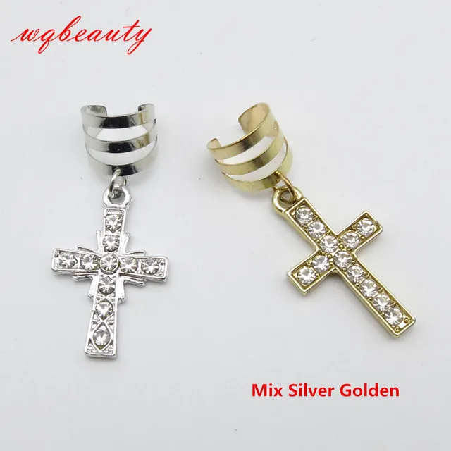 Free Shipping 2pcs Pack Exquisite Silver Golden Cross Hair Braid Free Shipping 2pcs Pack Exquisite Silver Golden Cross Hair Braid Dread Dreadlock Beads Adjule Cuffs