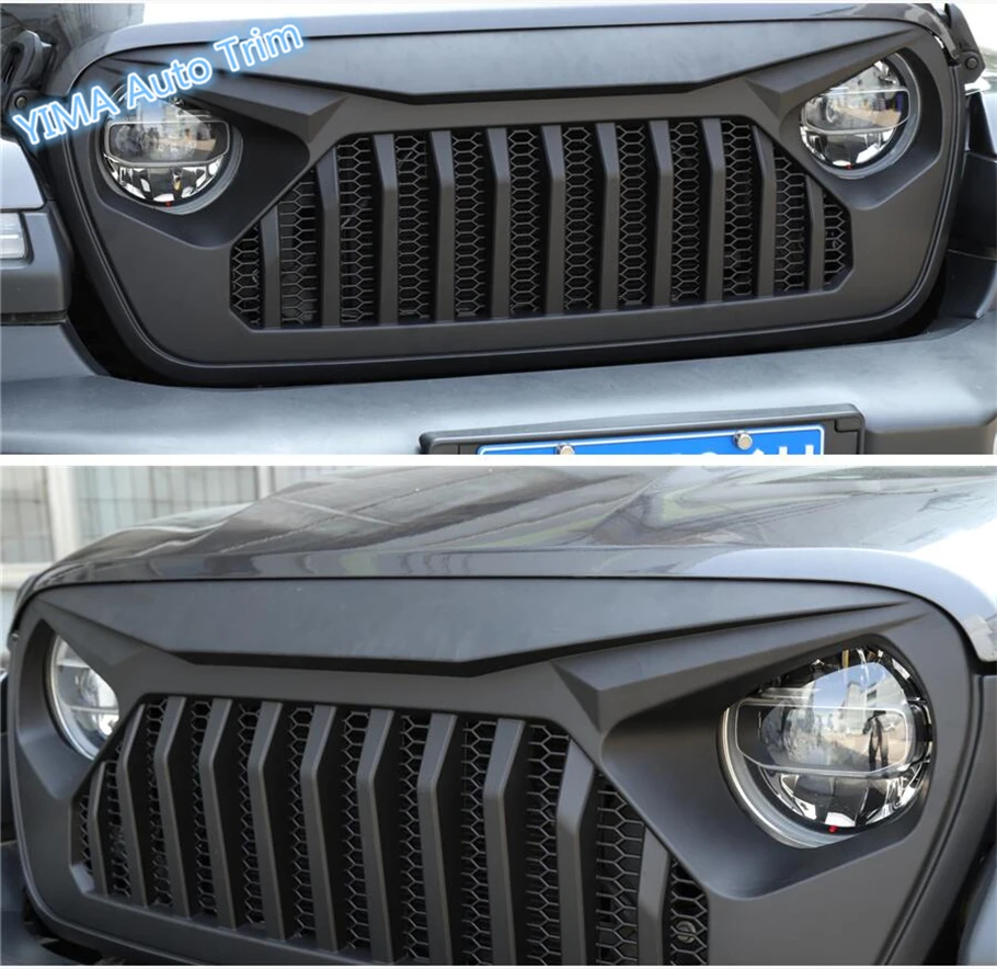 

Lapetus Car Styling Front Racing Grille Upper Grill With Insect Net Cover Trim Plastic Fit For Jeep Wrangler JL 2018 2019 Black