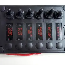 Морская Лодка Яхта Водонепроницаемый черный 6-бандажная светодиодный выключатель подсветки Панель с предохранителями