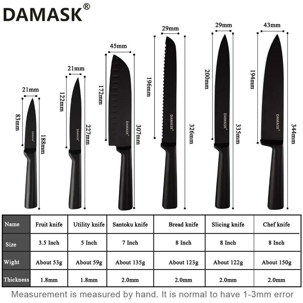 Дамасский нож шеф-повара из нержавеющей стали, набор кухонных ножей, японский профессиональный нож шеф-повара, антипригарное покрытие, Черные Аксессуары для повара