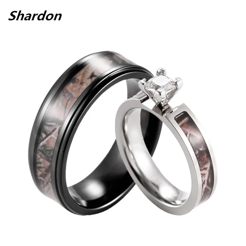 shardon realtree camo engagement wedding ring set titanium 4 prong setting cz engagement ring with black - Camo Wedding Rings Sets shardon realtree camo engagement wedding ring set titanium 4 prong setting cz engagement ring with black - Camo Wedding Rings Sets