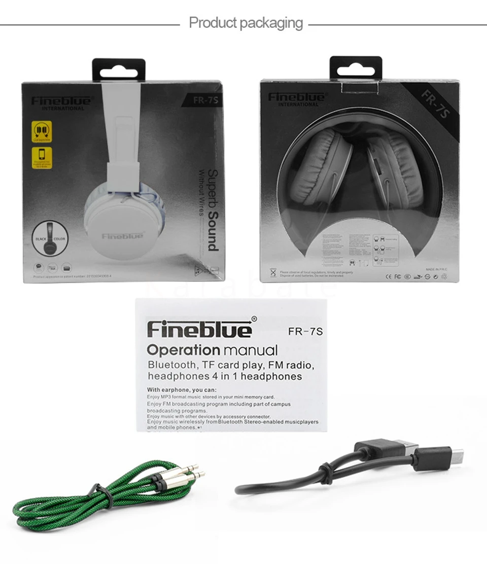 Настоящие Fineblue 4in1 Беспроводной Bluetooth наушники 3D стерео глубокий бас гарнитура TF карты MP3 плеер Fm радио разъем линейного входа HD микрофон