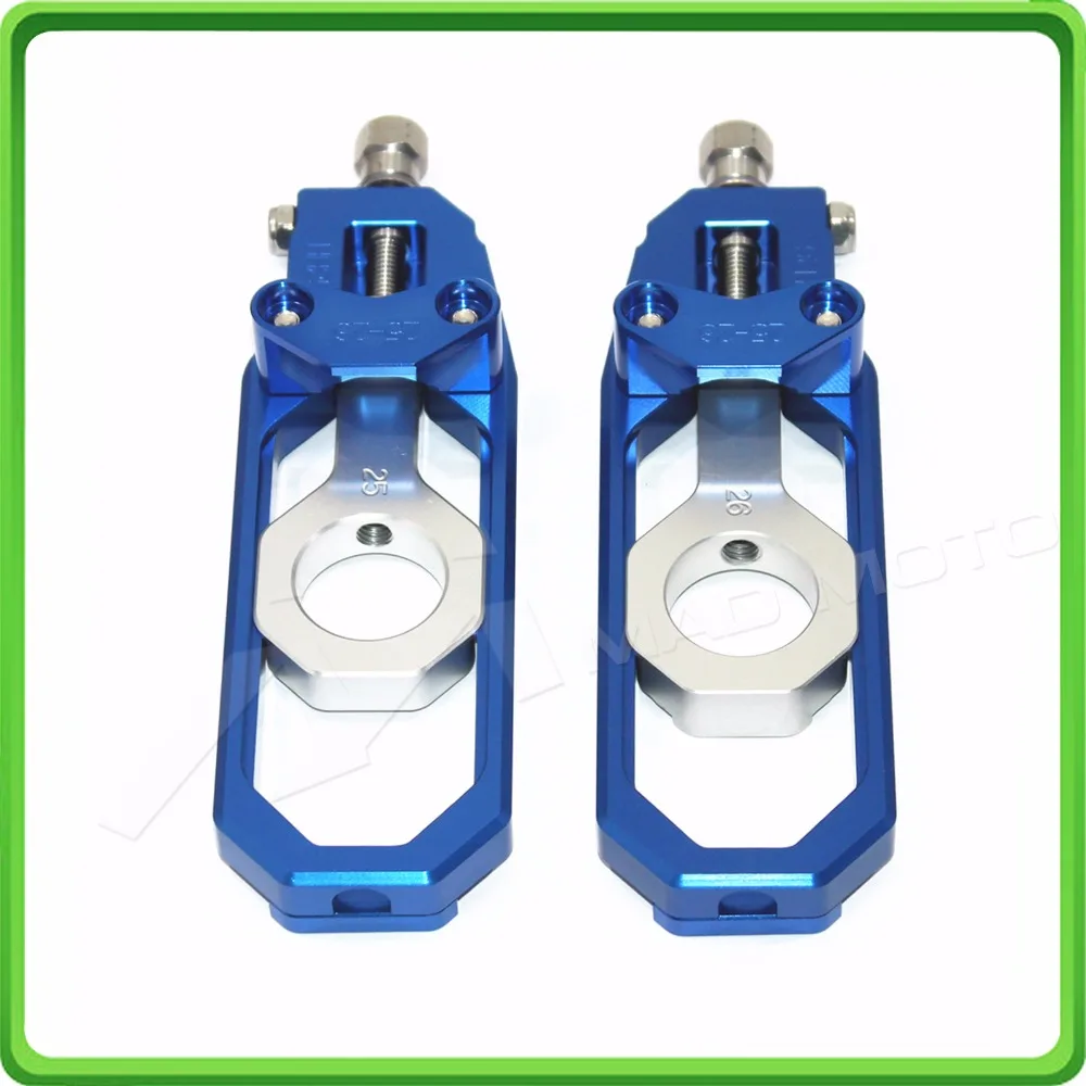 Aluminum motorcycle Chain Tensioner Adjuster fit for YAMAHA R1 YZF R1 2015 2016 2017 YZF-R1 15 16 17 Blue & Silver (4)