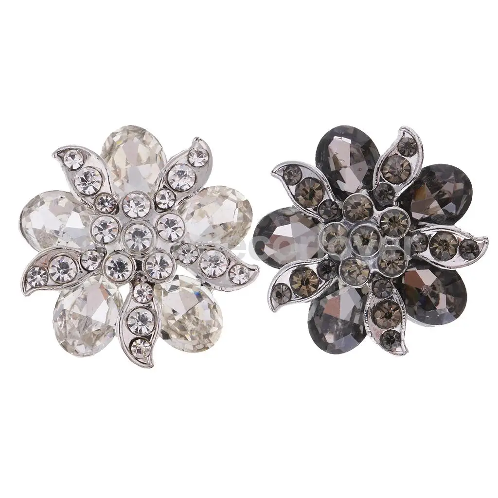 25mm Flower Buttons Crystal Rhinestone Shank Sewing Buttons Sew on for
