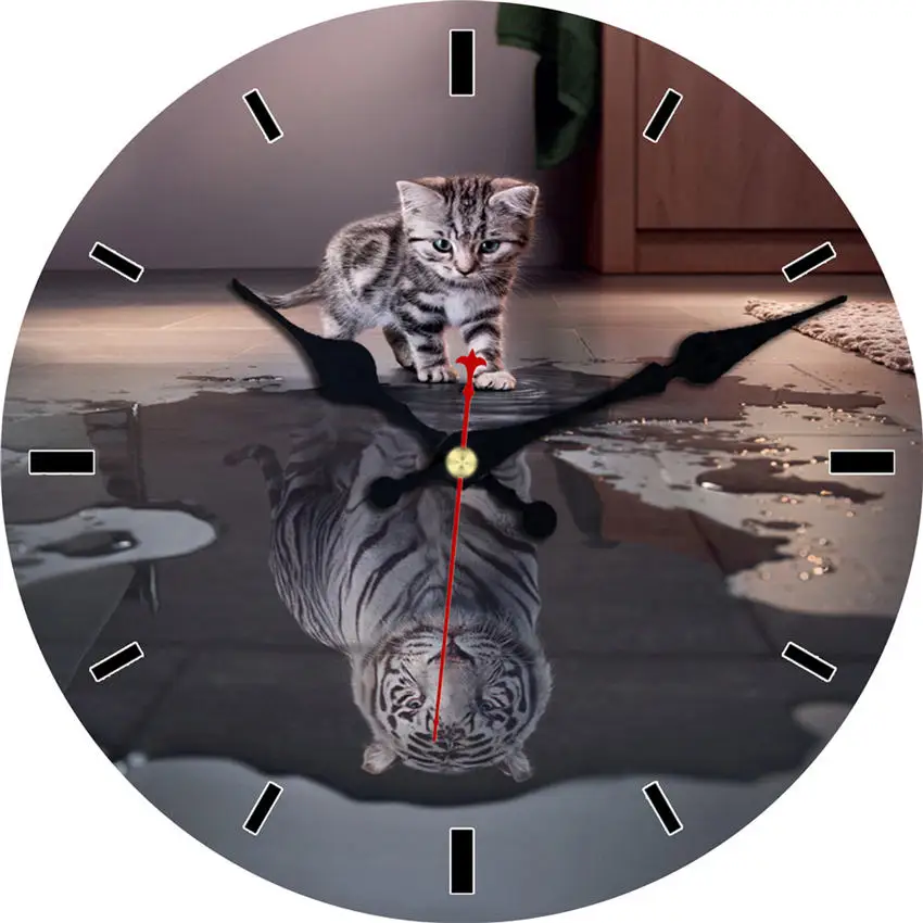 

Shabby Chic,Cat Reflection Tiger,Animal Wall Clocks,Vintage Wall clock,Wall Watches Home Decor,Wall Clock Modern Design