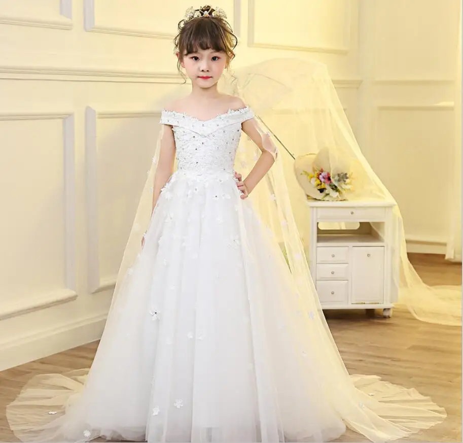 

Spring Teenage Sleeveless Christmas Dress Party Prom Wedding Dress Kids Dresses For Girls Costume Clothes Princess Dress HW2340