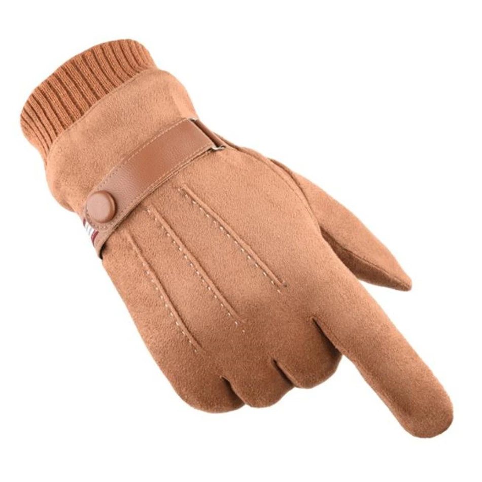 SHOWERSMILE реального замшевые кожаные перчатки для Для мужчин Сенсорный экран зимние теплые бархатные толстые мужчины Outddor Мотоцикл Велоспорт