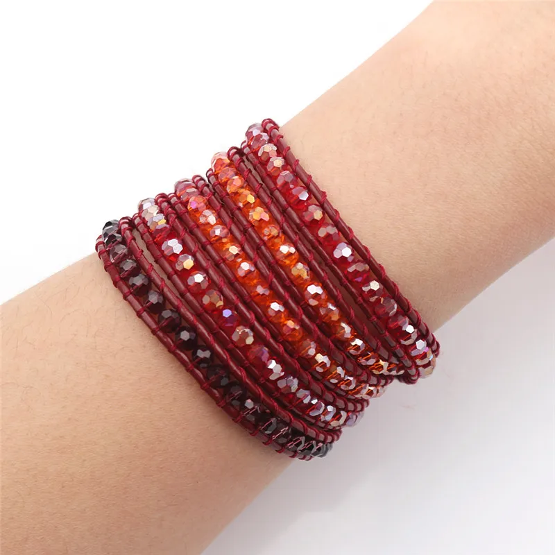 

Vintage Leather Bracelets Matte Stone 3 Strands Wrap Bracelets Woven Multilayer Boho Bracelet Handmade Jewelry Dropship