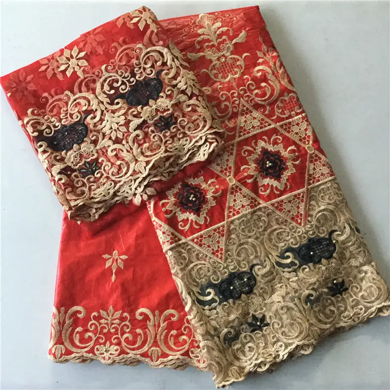 

2018 New Arrival! Red High Quality Popular Guinea Brocade Cotton Fabric Bazin Riche Nigeria Garment For Wedding