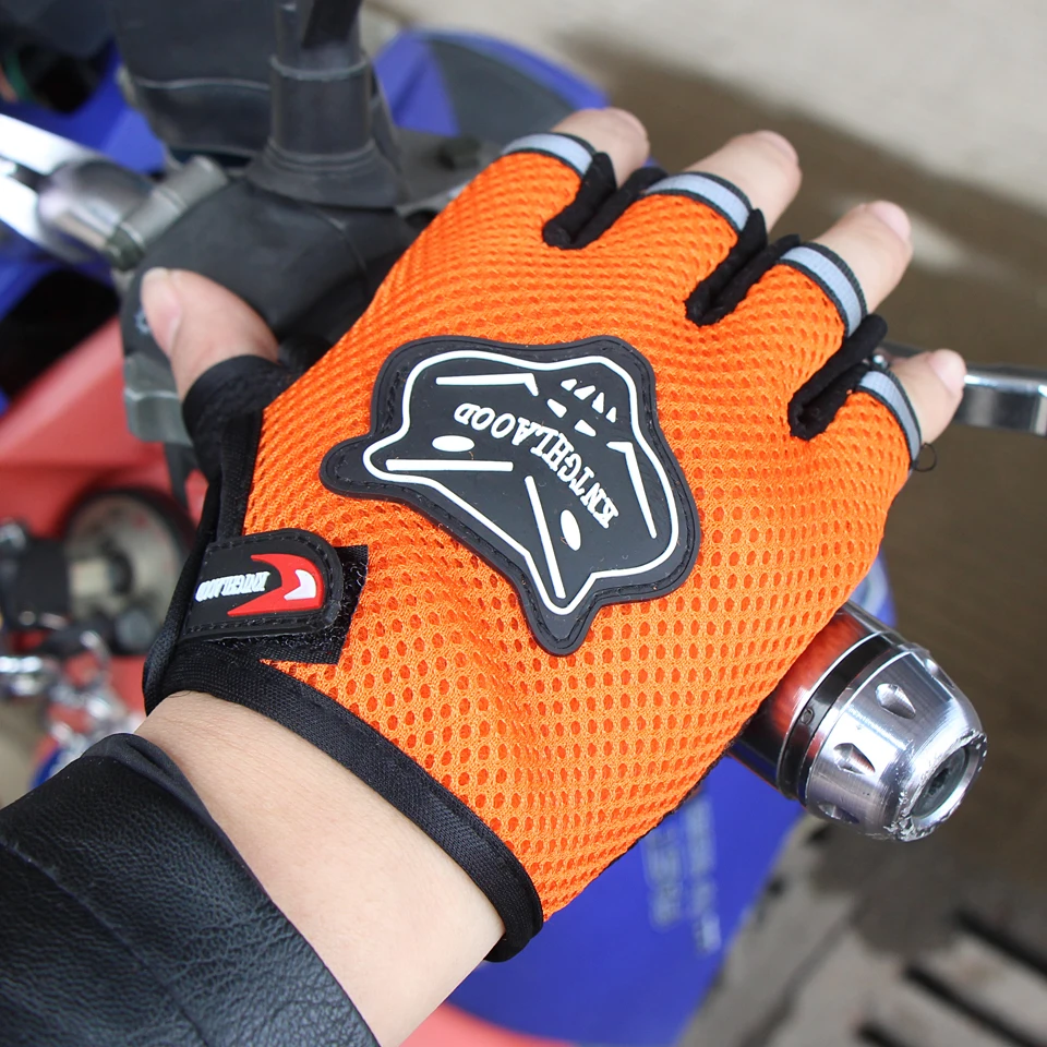 Fashion Summer Autumn Outdoor Sports Breathable Mesh Adjustable Size Motorcycle Gloves Men Women Fitness Half Finger Style Glove