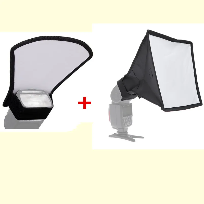 Flash Accessories Kit 20*30cm Flash Softbox Diffuser + Silver/White Flash Reflector for Canon