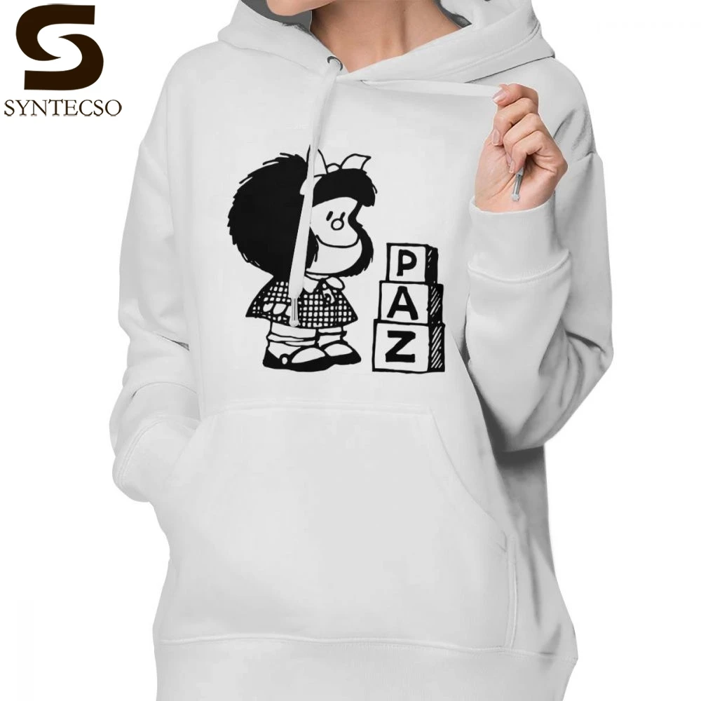 

Mafalda Hoodie Mafalda Hoodies Printed Streetwear Hoodies Women Cotton Simple Grey Long Sleeve Large Pullover Hoodie