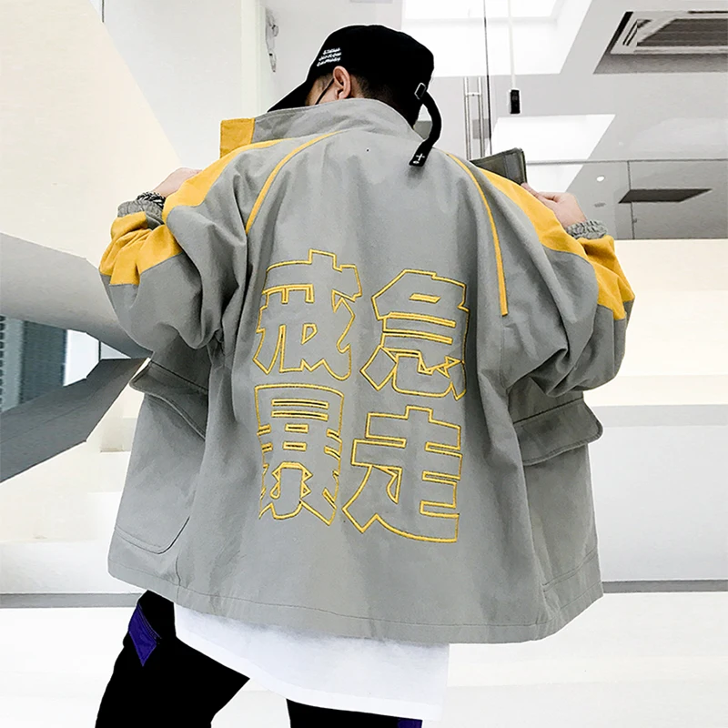 AELFRIC/куртка-бомбер с вышивкой в виде китайских букв; мужская Спортивная ветровка в стиле хип-хоп; Повседневная Уличная модная бейсбольная куртка; пальто