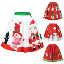 Новинка года; женские юбки в рождественском стиле; короткая юбка с высокой талией для больших девочек; Рождественские юбки с принтом Санта Клауса, оленя