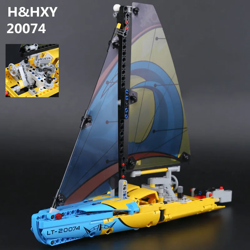 

H&HXY IN STOCK 20074 Technic Series The Racing Yacht Set 42074 369Pcs LEPIN Building Blocks Bricks Educational Toys Model Gifts