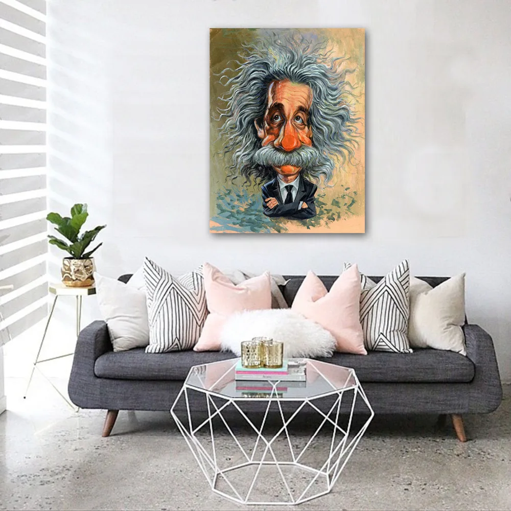 JQHYART настенная художественная картина домашний Декор Гостиная Искусство Альберт Эйнштейна Современная Картина на холсте без рамки