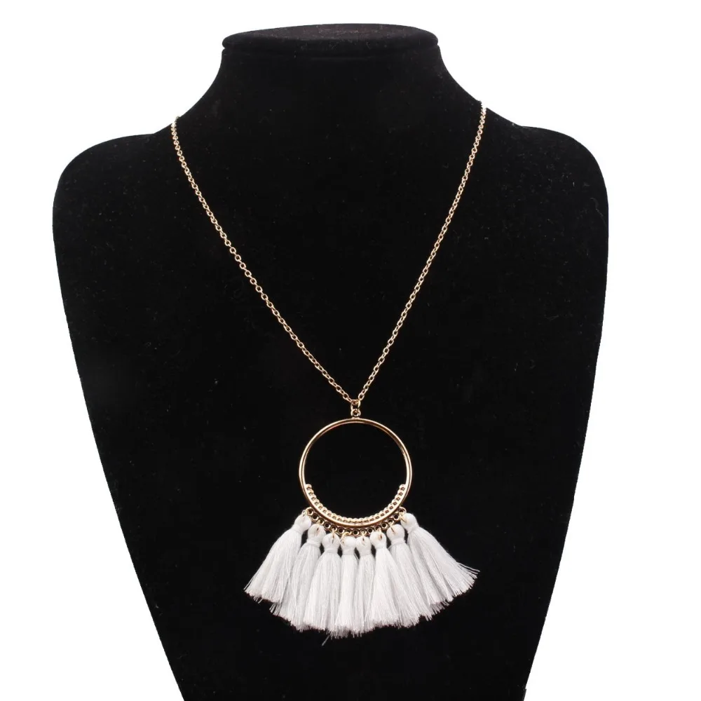 

New Tassel Necklace For Women Maxi Statement Fashion Jewelry Cute Lovely Necklace Black Red White Big Necklace Boho Necklace