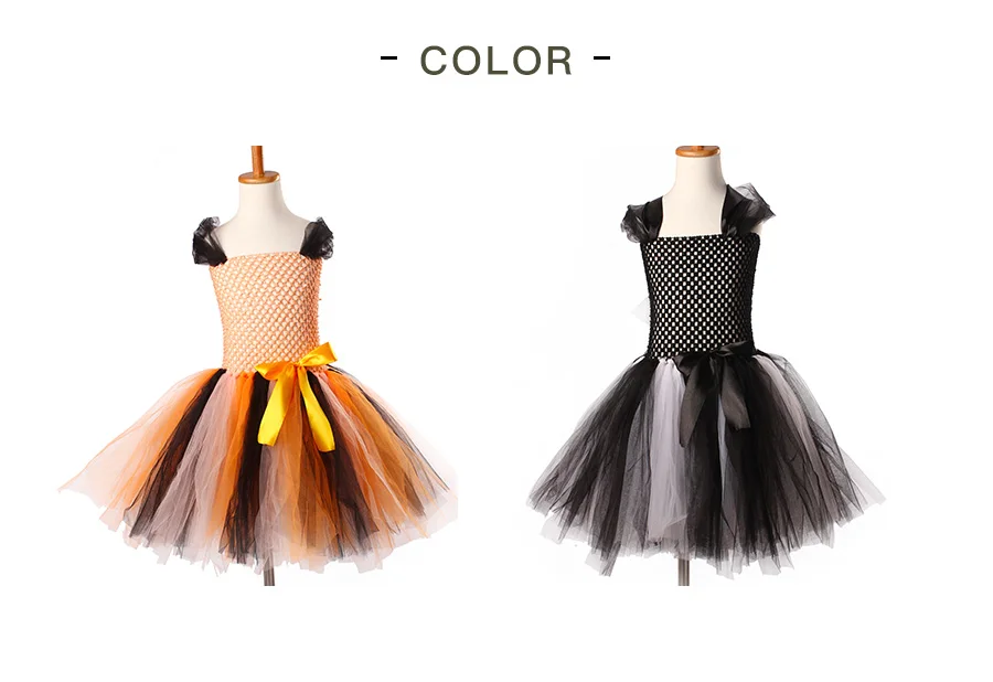 Girls Halloween Tutu Dress with Witch Hat Princess Tulle Kids Carnival Party Costume Knee-Length Handmade Children Clothing (3)