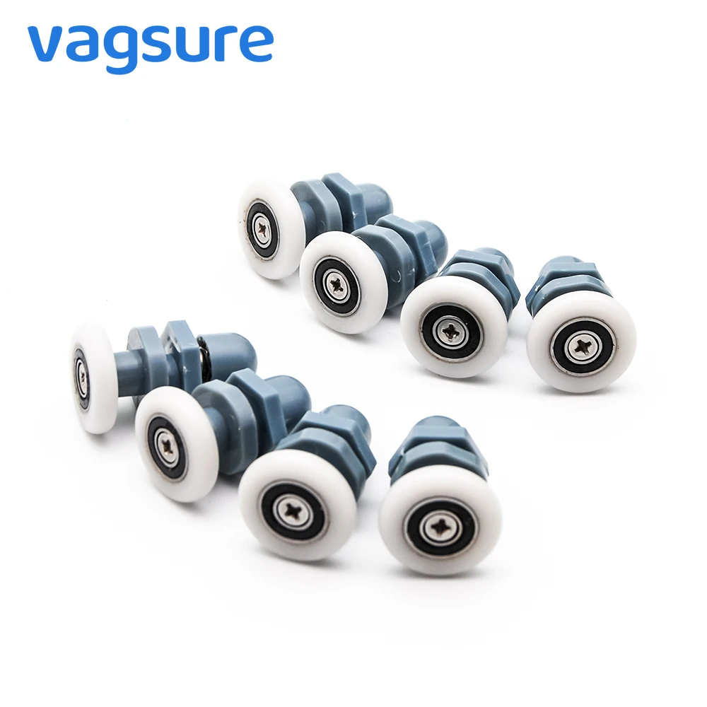 Vagsure 4 قطعة-8 قطعة/المجموعة مستقيم ABS البلاستيك واحدة بكرة عداء عجلة 23 مللي متر/25 مللي متر/27 مللي متر بكرات لباب جرار للاستحمام غرفة المقصورة