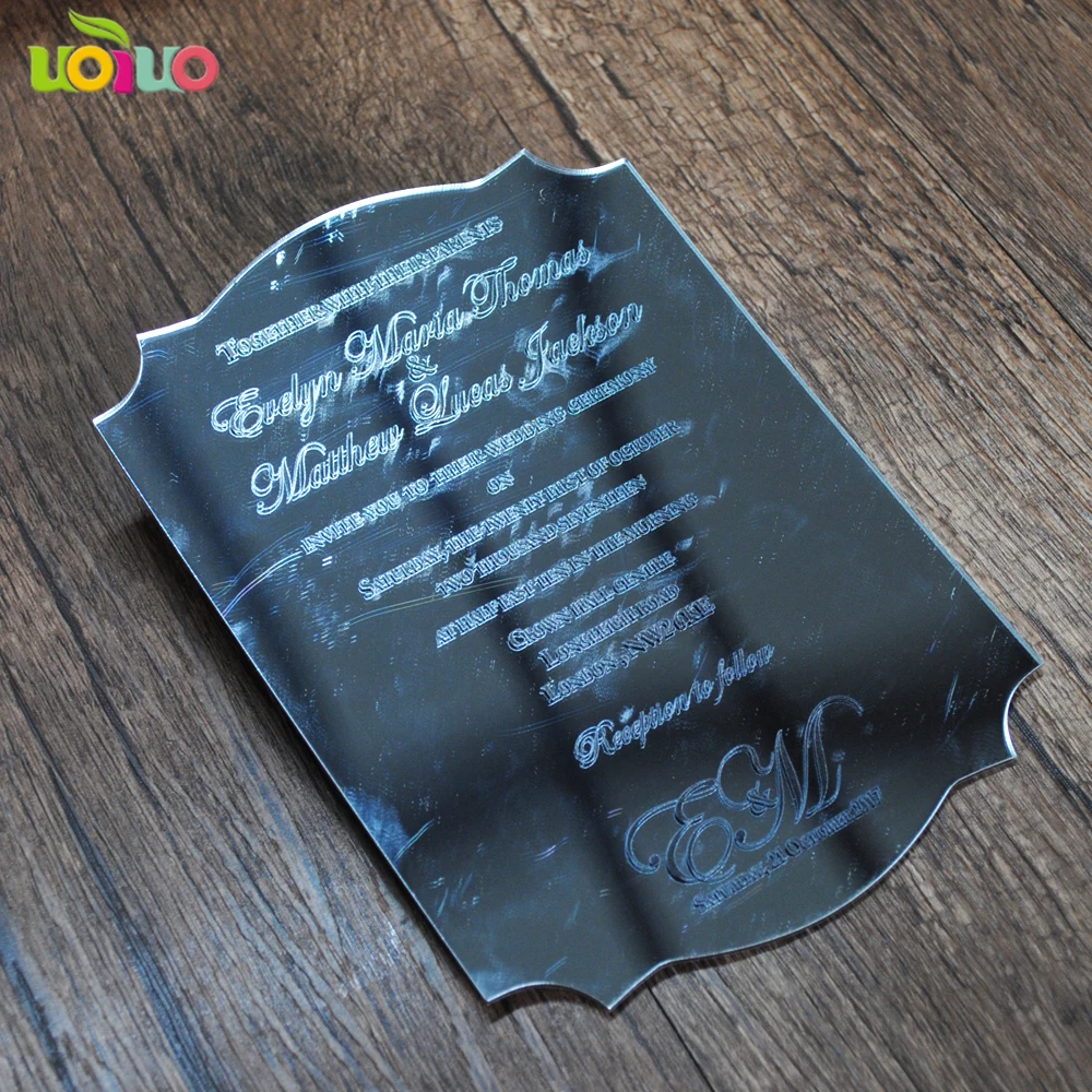 

Good quality new arrival silver acylic wedding invitation card