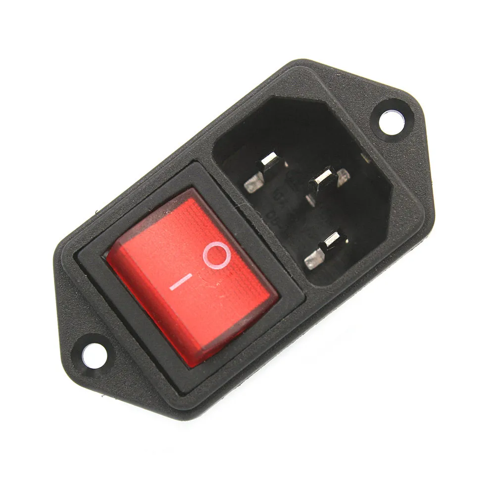 

Socket Receptacle IEC320 C14 AC Power Cord Inlet With Rocker Switch 250V 15A