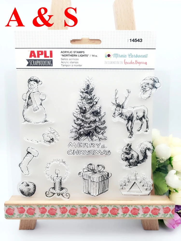 CLEAR STAMPS Christmas Element Stanta Stocking Deer Tree Gift Scrapbook Card album paper craft silicon rubber transparent stamp |