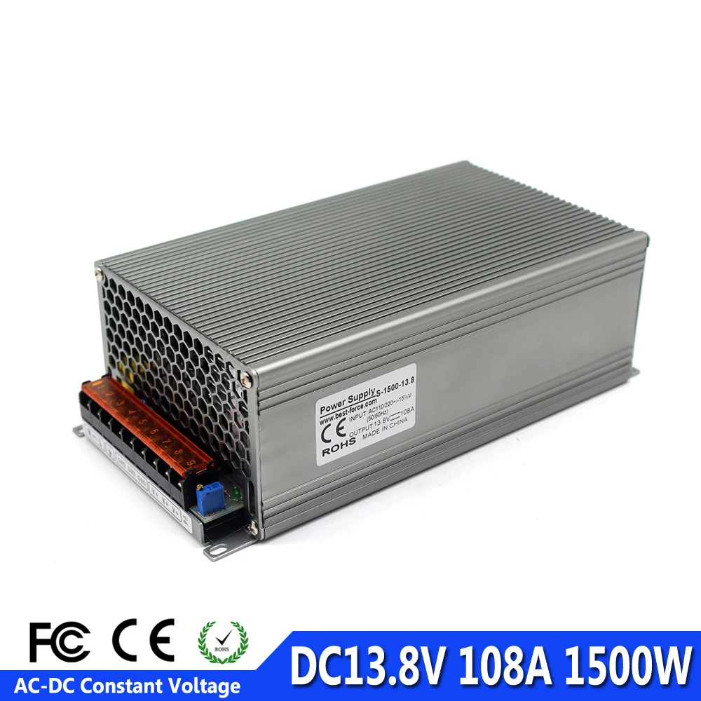 

Switch Power Supply Adapter DC13.8V 108A 1500W Driver Transformer 110V 220V AC to DC 13.8V Converter For RGB LED Strip light CNC